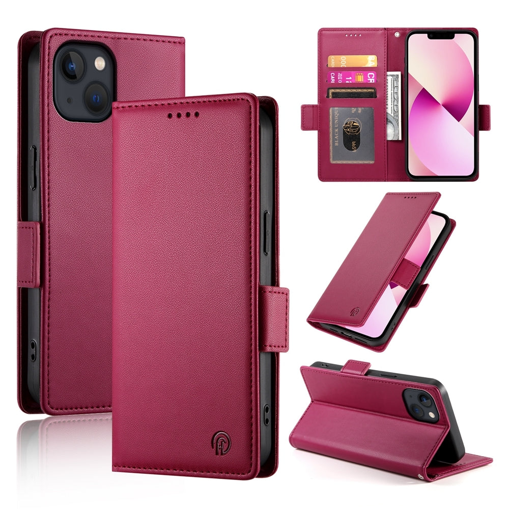 iPhone 13 Magnetic Leather Wallet Case with Card Slots, Stand Function & Full Protection