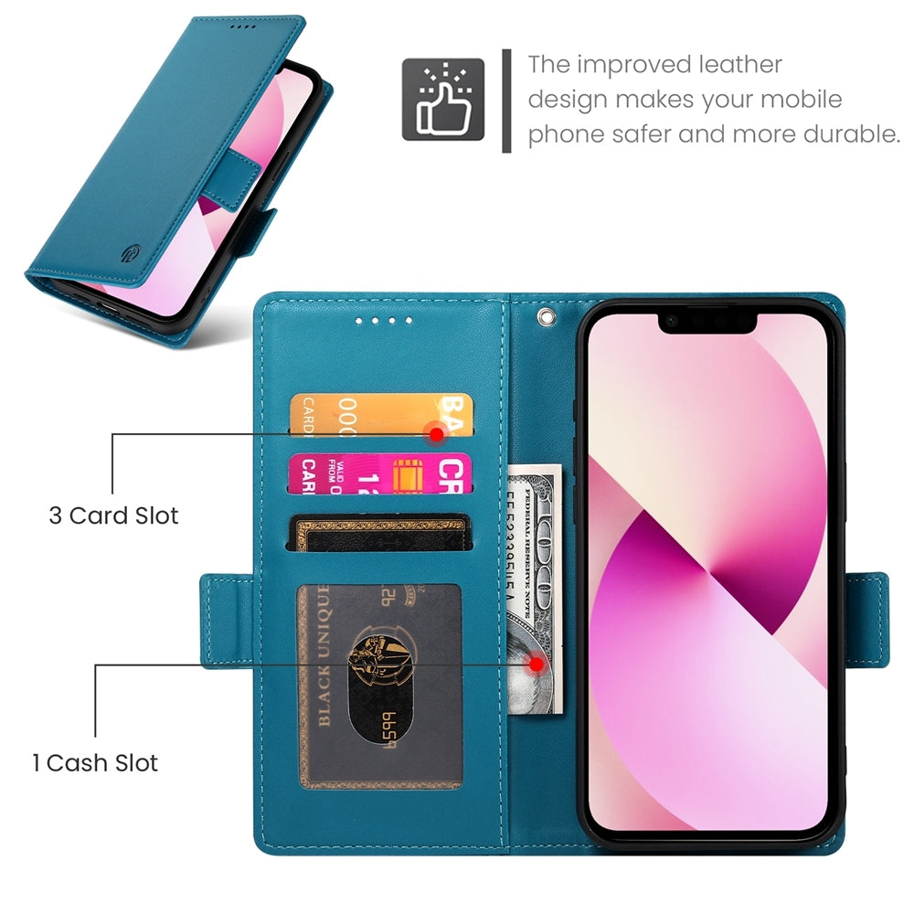 iPhone 13 Magnetic Leather Wallet Case with Card Slots, Stand Function & Full Protection