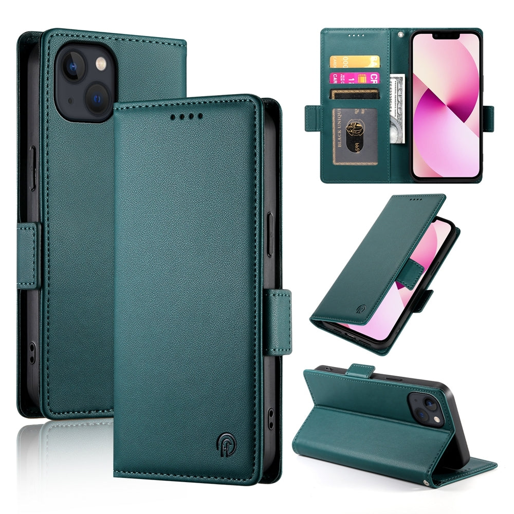 iPhone 13 Magnetic Leather Wallet Case with Card Slots, Stand Function & Full Protection