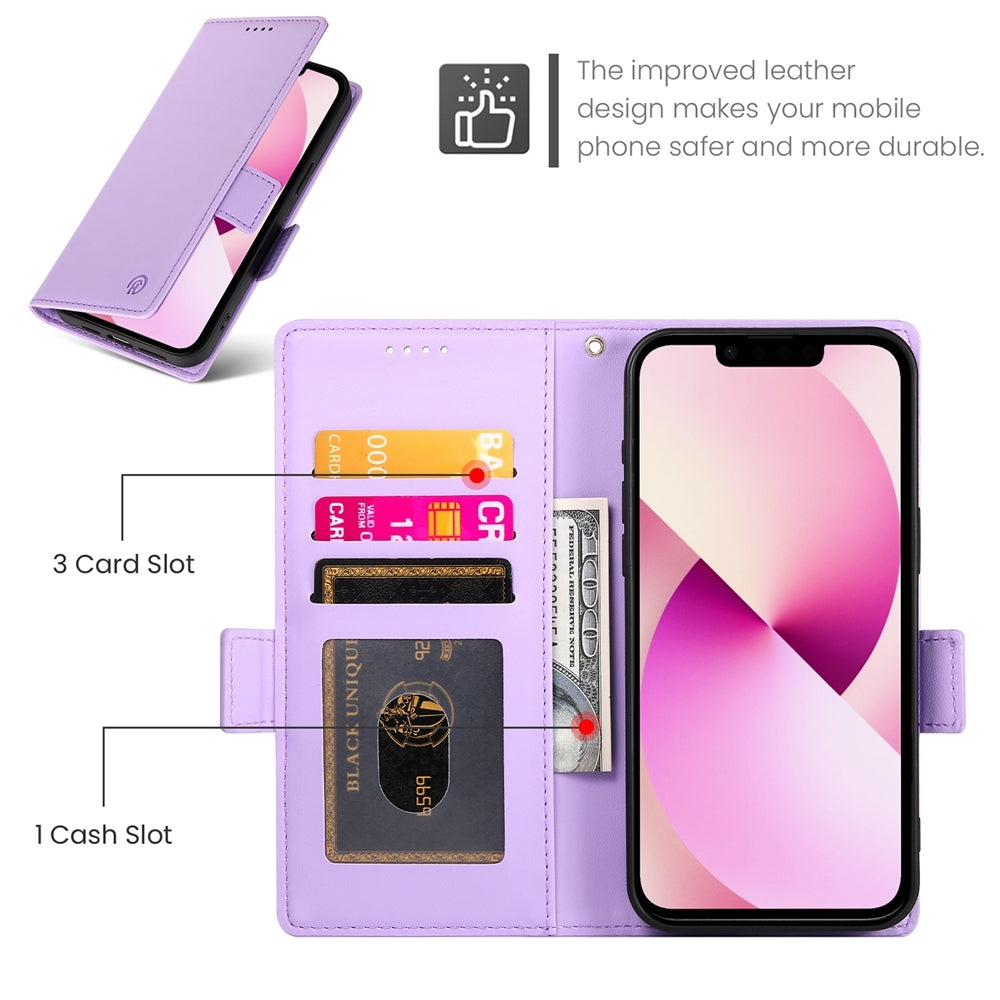 iPhone 13 Magnetic Leather Wallet Case with Card Slots, Stand Function & Full Protection
