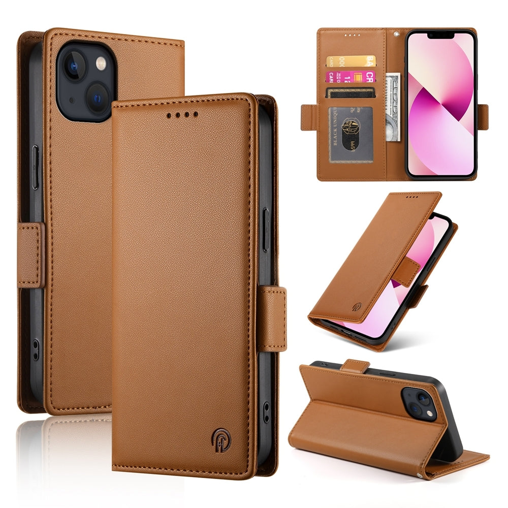 iPhone 13 Magnetic Leather Wallet Case with Card Slots, Stand Function & Full Protection