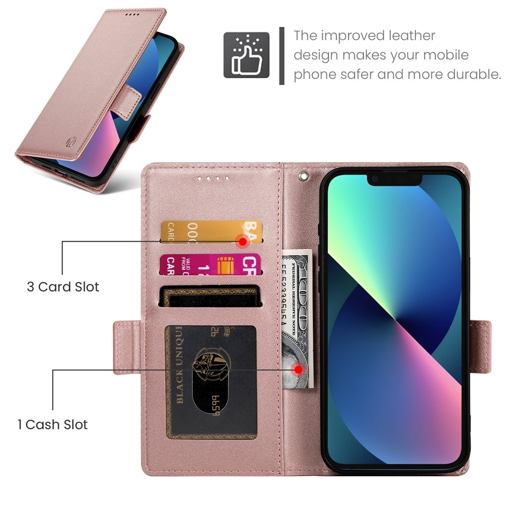 iPhone 13 mini Magnetic Leather Wallet Case with Card Slots, Stand Function & Full Protection