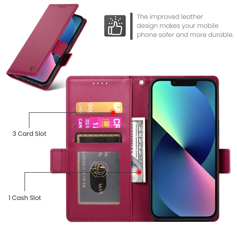 iPhone 13 mini Magnetic Leather Wallet Case with Card Slots, Stand Function & Full Protection