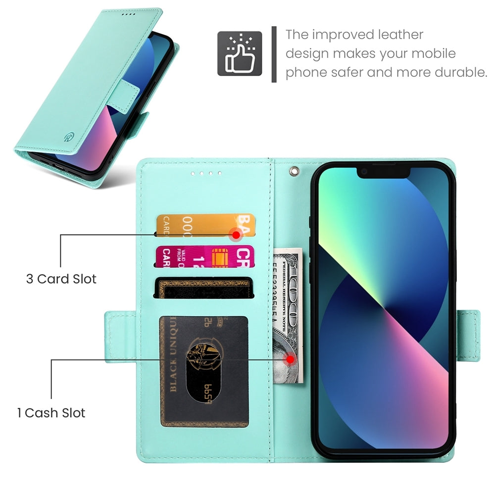 iPhone 13 mini Magnetic Leather Wallet Case with Card Slots, Stand Function & Full Protection