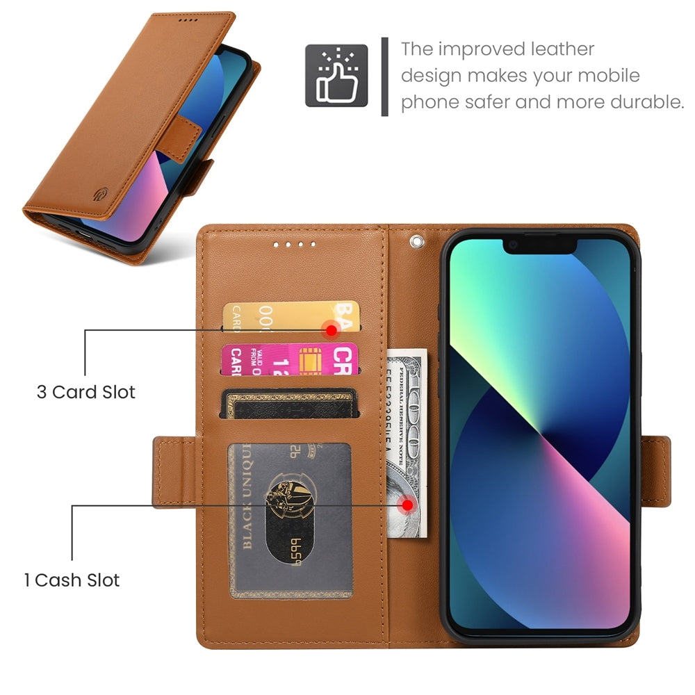 iPhone 13 mini Magnetic Leather Wallet Case with Card Slots, Stand Function & Full Protection