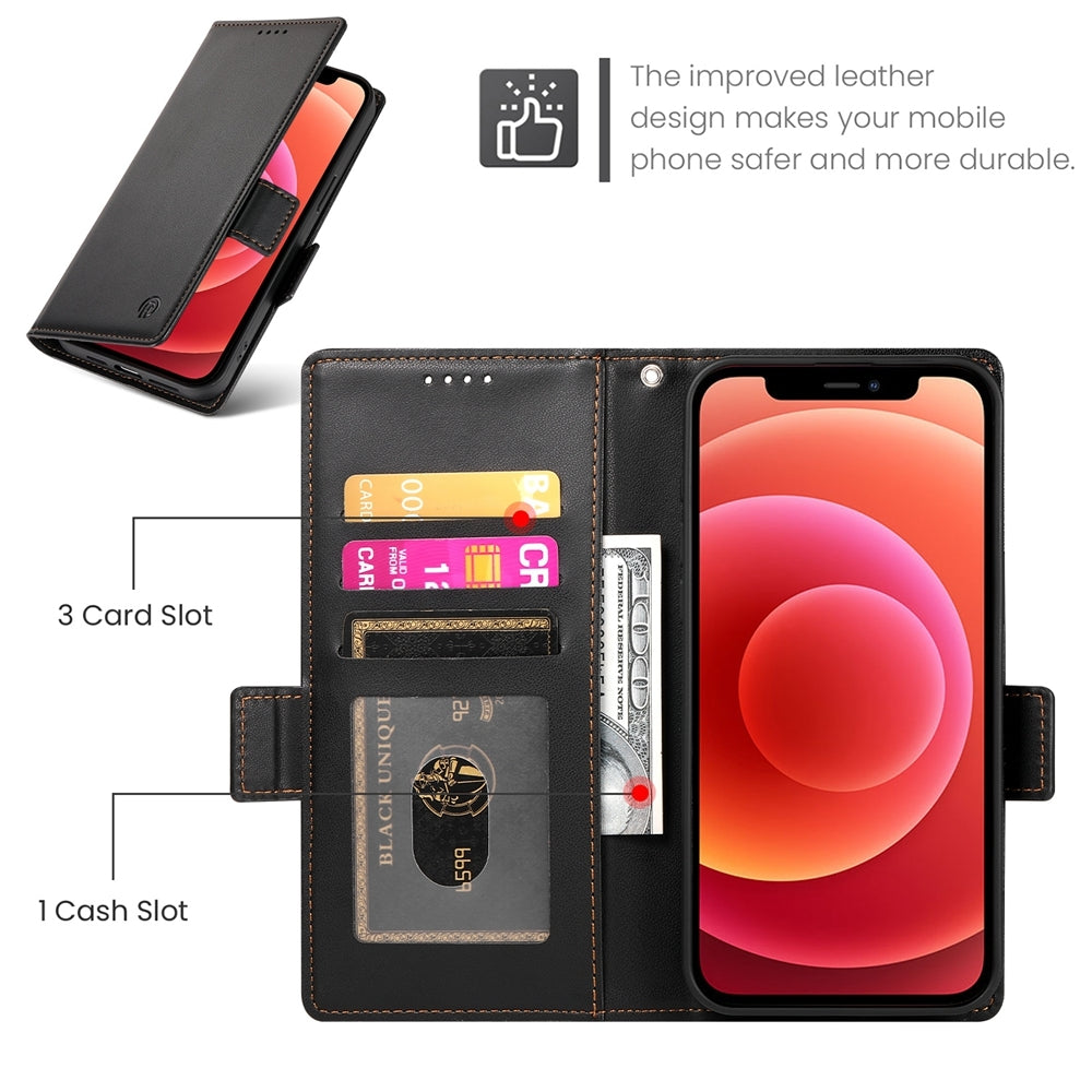 iPhone 12/12 Pro Magnetic Leather Wallet Case with Card Slots, Stand Function & Full Protection