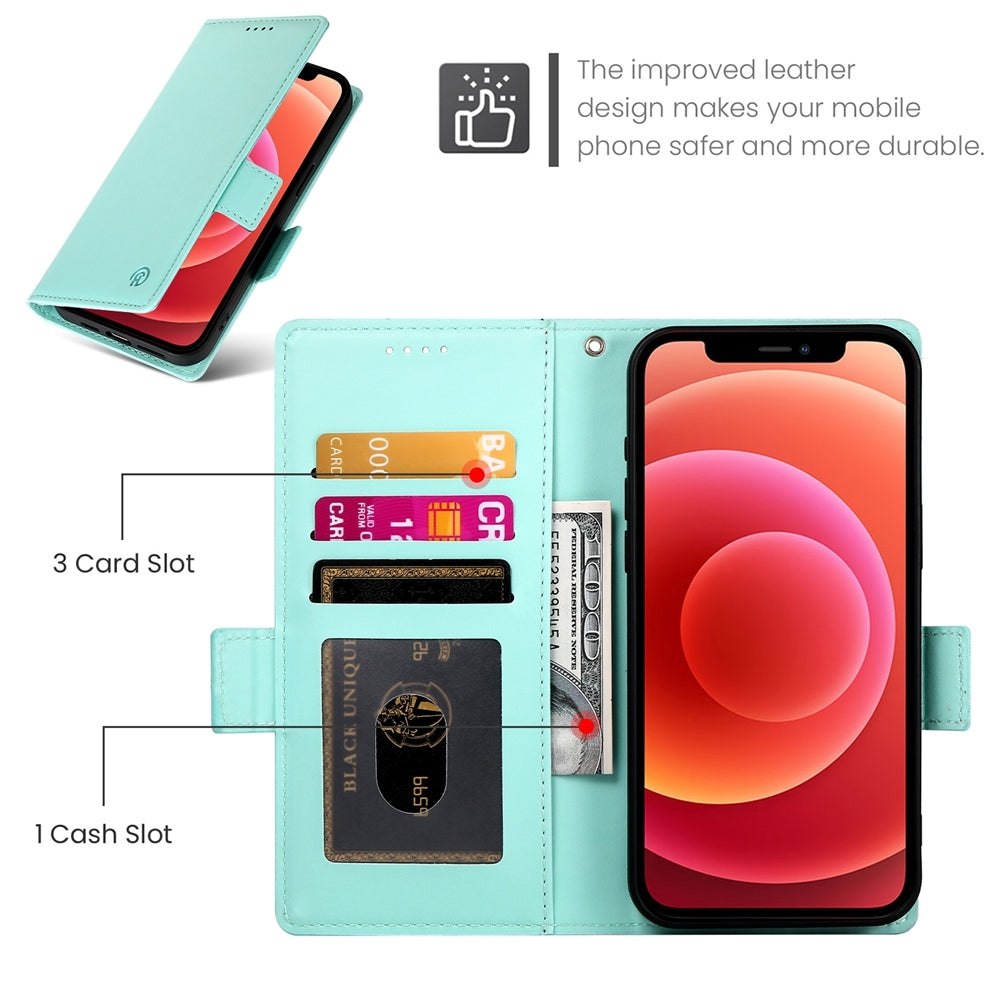 iPhone 12/12 Pro Magnetic Leather Wallet Case with Card Slots, Stand Function & Full Protection