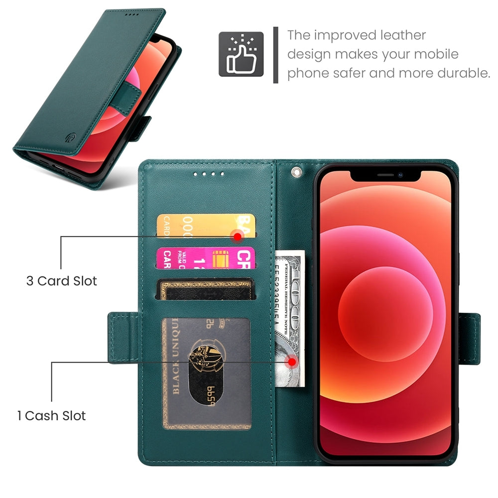 iPhone 12/12 Pro Magnetic Leather Wallet Case with Card Slots, Stand Function & Full Protection