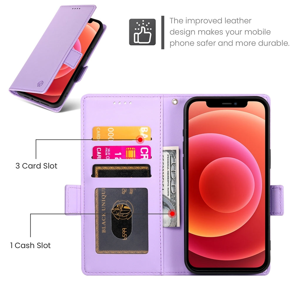 iPhone 12/12 Pro Magnetic Leather Wallet Case with Card Slots, Stand Function & Full Protection