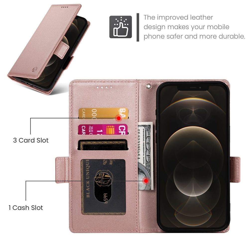 iPhone 12 Pro Max Magnetic Leather Wallet Case with Card Slots, Stand Function & Full Protection