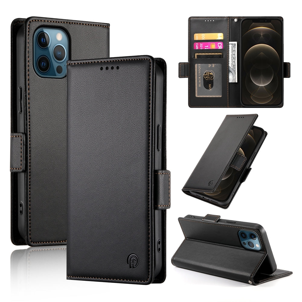 iPhone 12 Pro Max Magnetic Leather Wallet Case with Card Slots, Stand Function & Full Protection