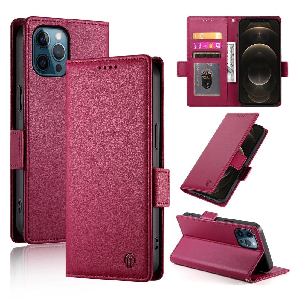 iPhone 12 Pro Max Magnetic Leather Wallet Case with Card Slots, Stand Function & Full Protection