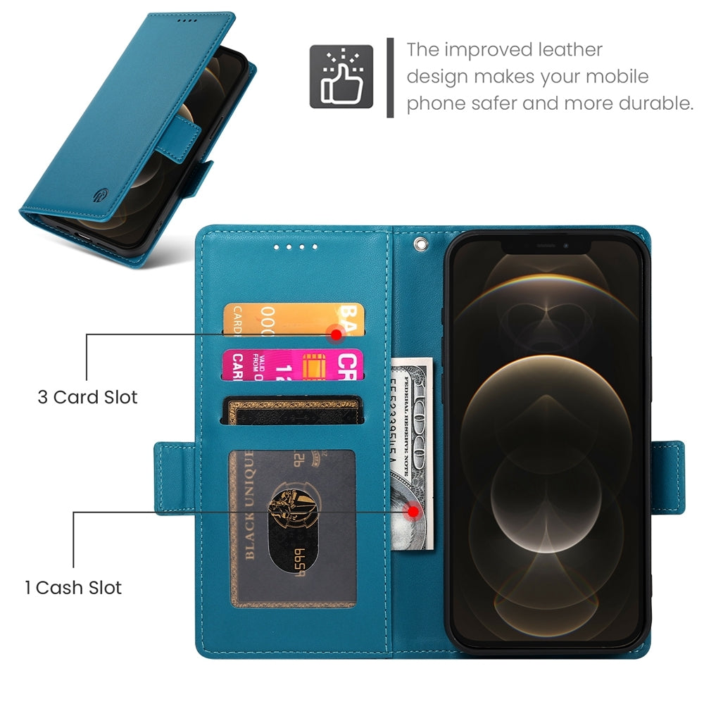 iPhone 12 Pro Max Magnetic Leather Wallet Case with Card Slots, Stand Function & Full Protection