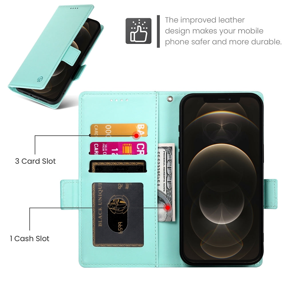 iPhone 12 Pro Max Magnetic Leather Wallet Case with Card Slots, Stand Function & Full Protection