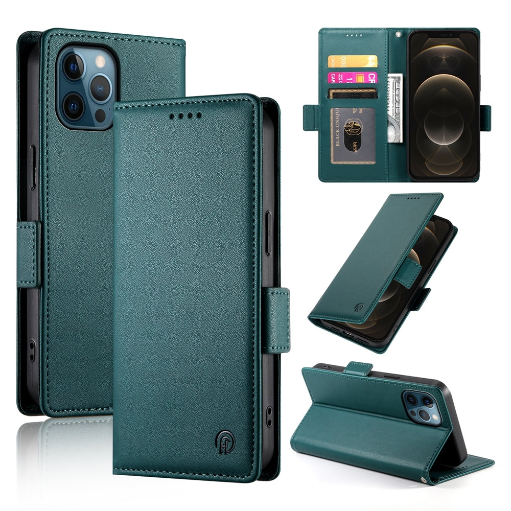 iPhone 12 Pro Max Magnetic Leather Wallet Case with Card Slots, Stand Function & Full Protection