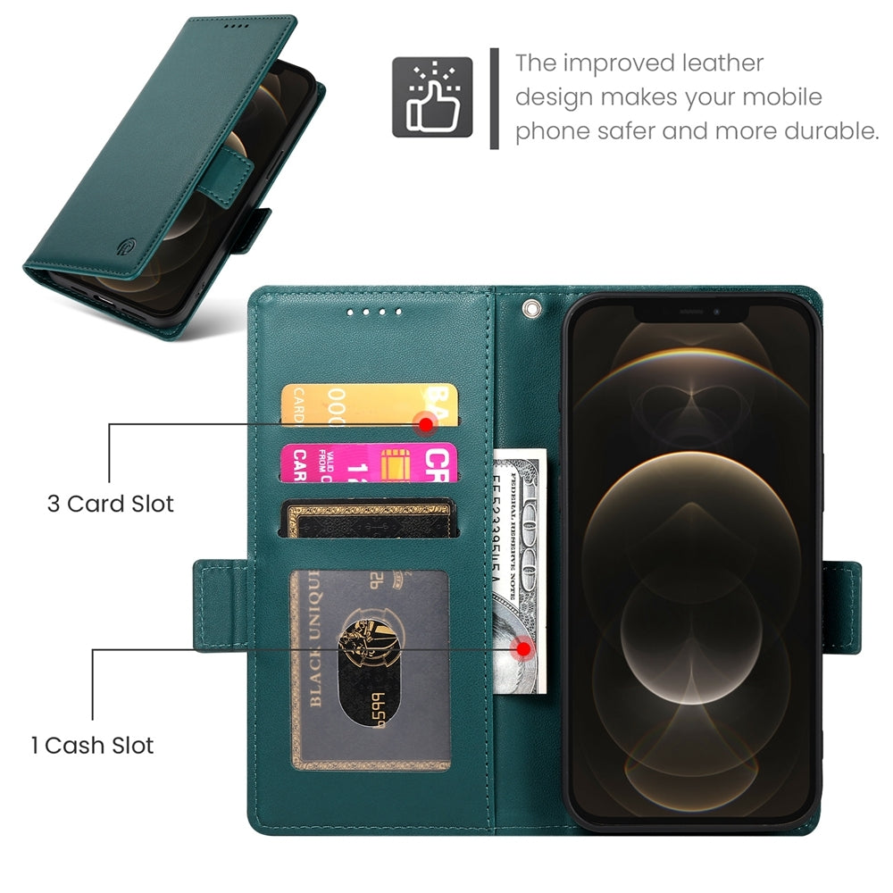 iPhone 12 Pro Max Magnetic Leather Wallet Case with Card Slots, Stand Function & Full Protection