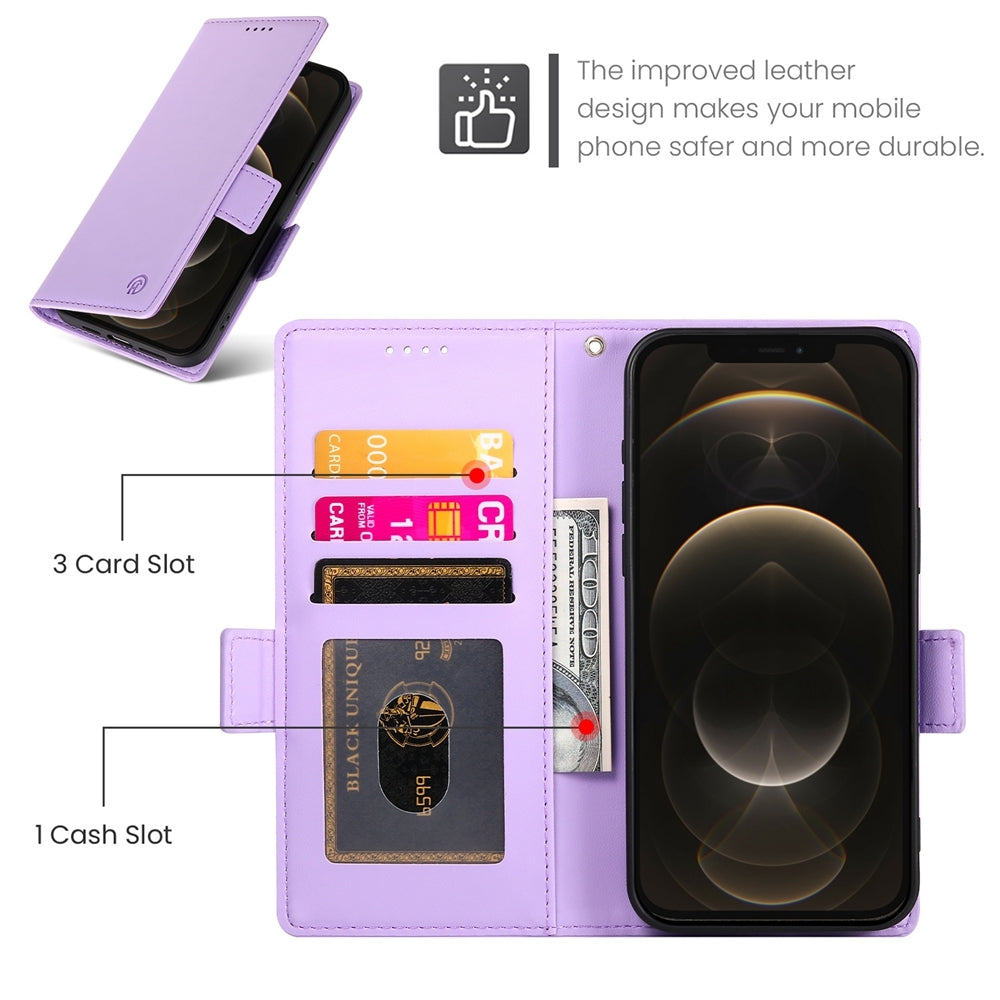 iPhone 12 Pro Max Magnetic Leather Wallet Case with Card Slots, Stand Function & Full Protection