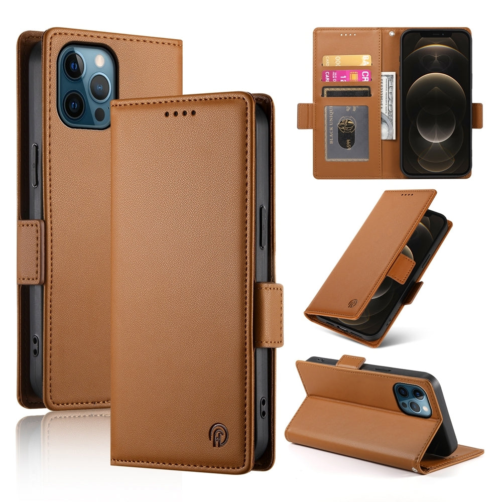 iPhone 12 Pro Max Magnetic Leather Wallet Case with Card Slots, Stand Function & Full Protection