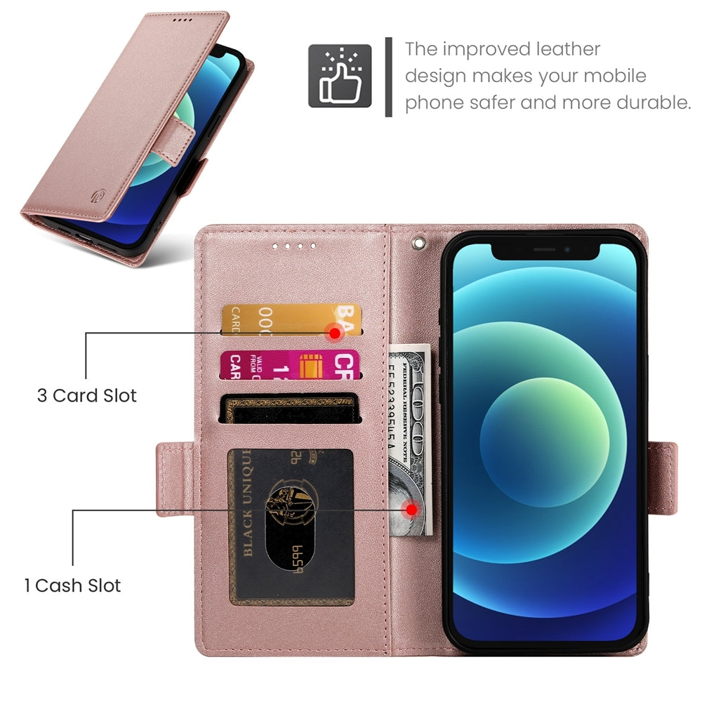 iPhone 12 mini Magnetic Leather Wallet Case with Card Slots, Stand Function & Full Protection