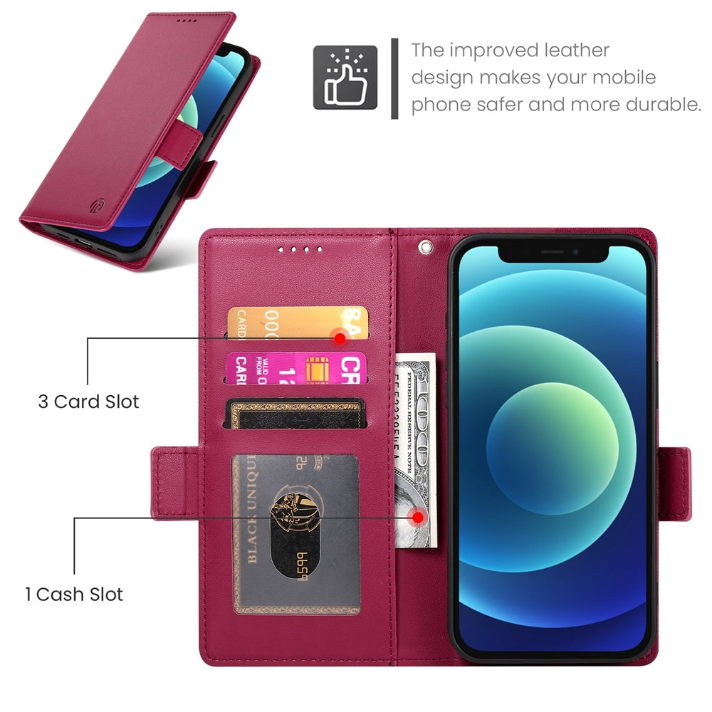 iPhone 12 mini Magnetic Leather Wallet Case with Card Slots, Stand Function & Full Protection