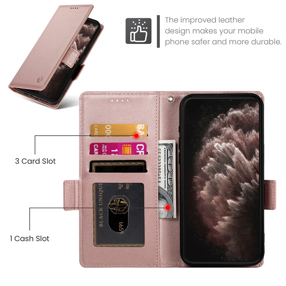iPhone 11 Pro Max Magnetic Leather Wallet Case with Card Slots, Stand Function & Full Protection