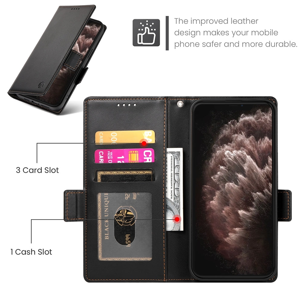 iPhone 11 Pro Max Magnetic Leather Wallet Case with Card Slots, Stand Function & Full Protection