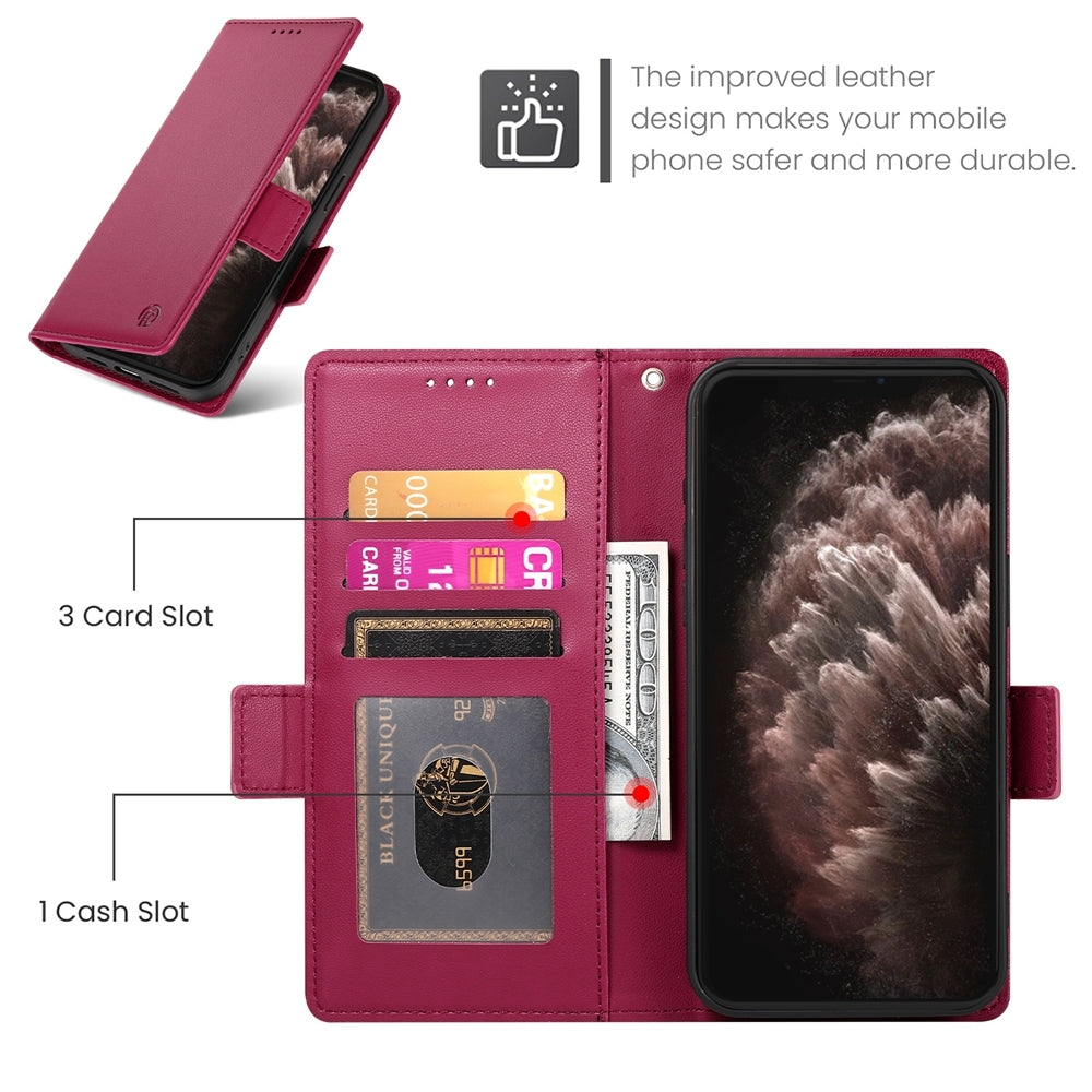 iPhone 11 Pro Max Magnetic Leather Wallet Case with Card Slots, Stand Function & Full Protection