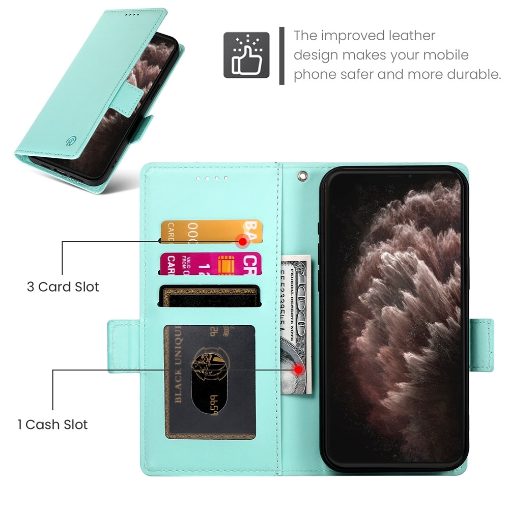 iPhone 11 Pro Max Magnetic Leather Wallet Case with Card Slots, Stand Function & Full Protection