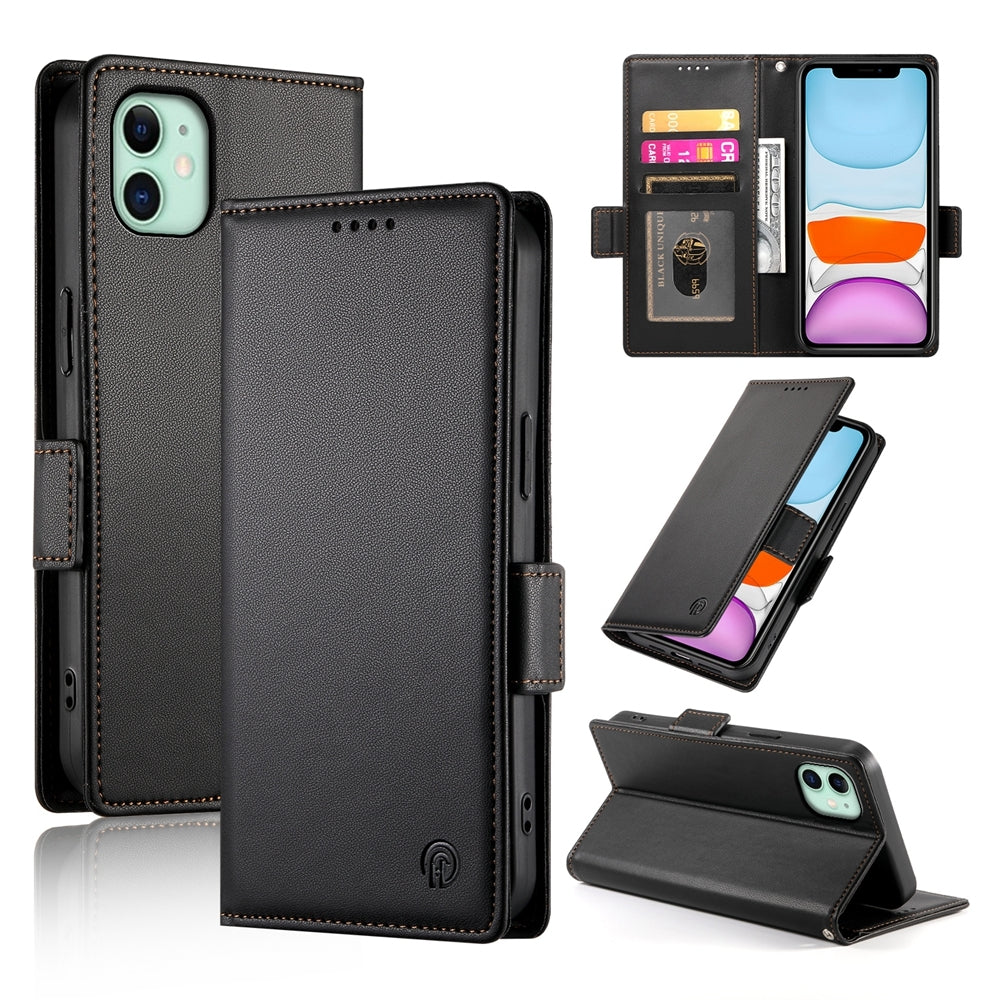 iPhone 11 Magnetic Leather Wallet Case with Card Slots, Stand Function & Full Protection