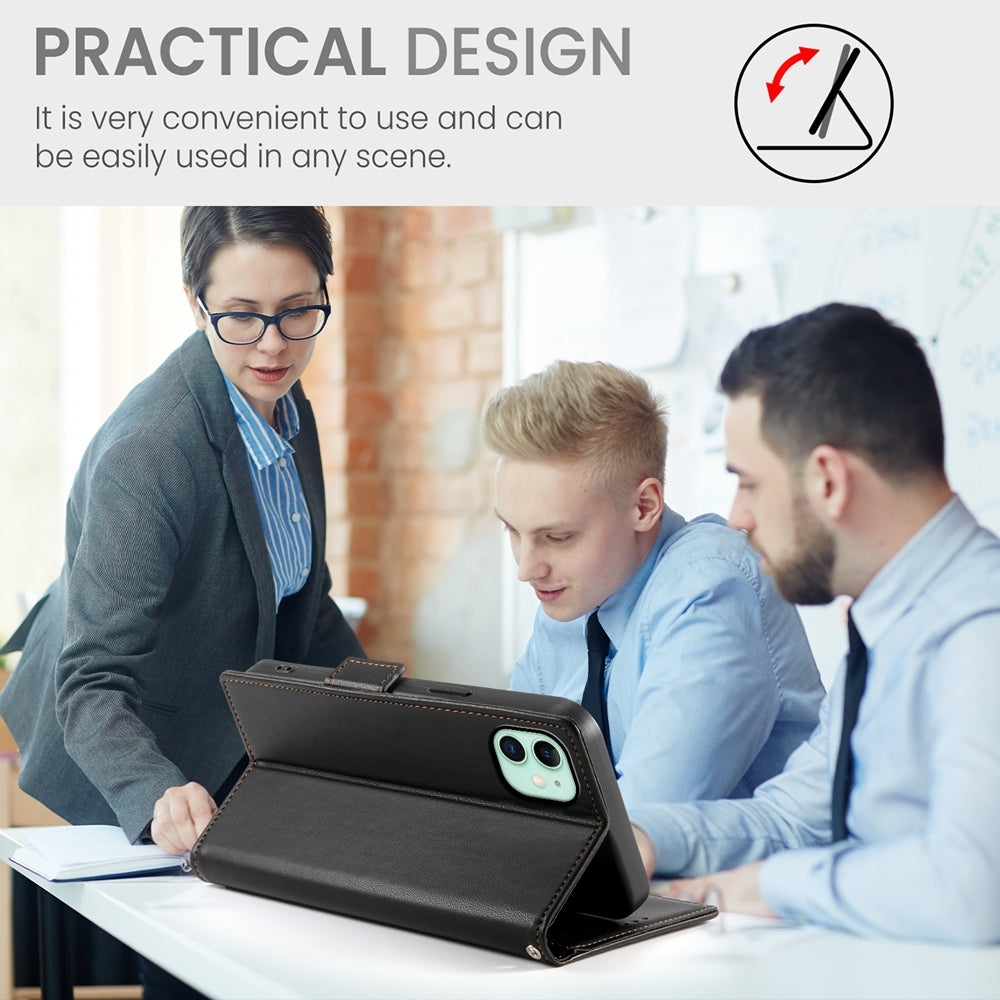 iPhone 11 Magnetic Leather Wallet Case with Card Slots, Stand Function & Full Protection