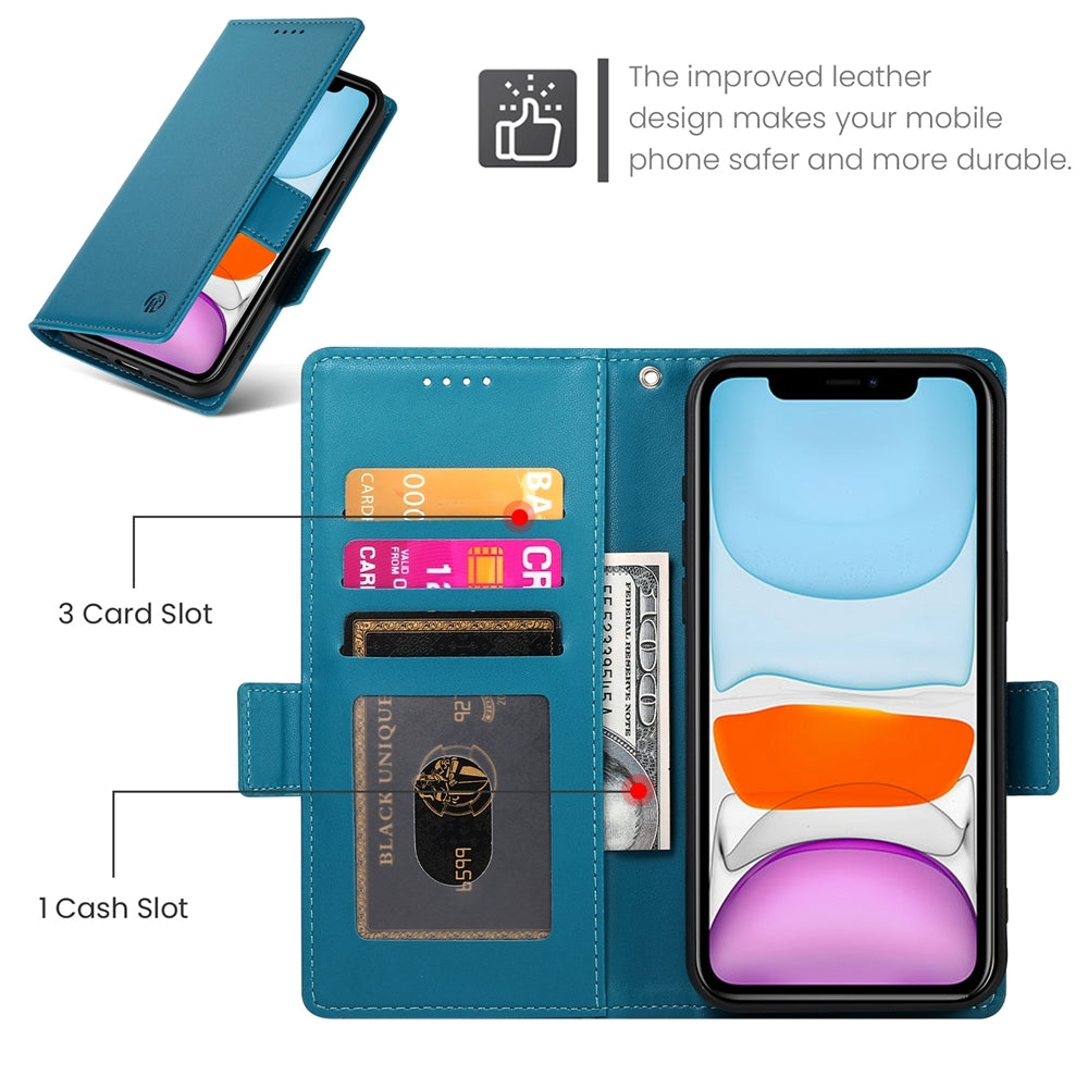 iPhone 11 Magnetic Leather Wallet Case with Card Slots, Stand Function & Full Protection