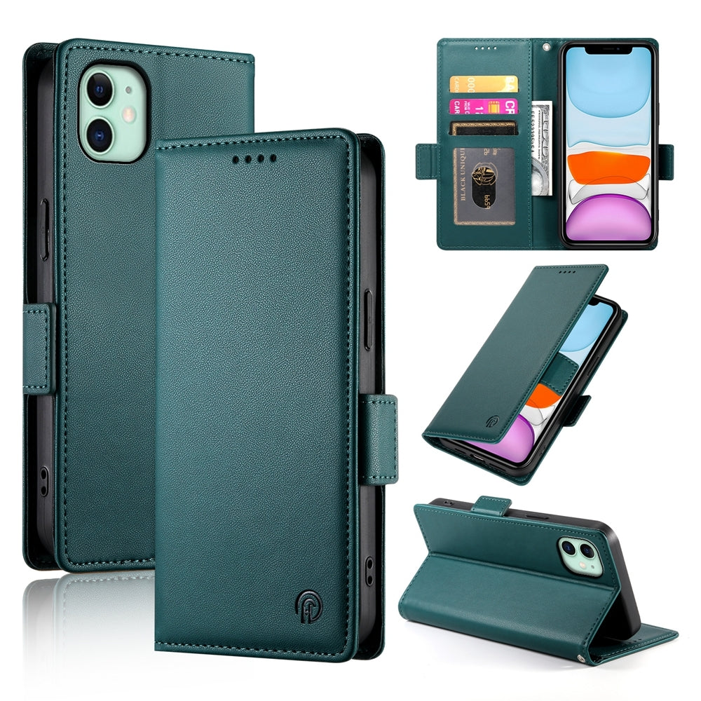 iPhone 11 Magnetic Leather Wallet Case with Card Slots, Stand Function & Full Protection