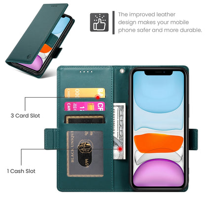 iPhone 11 Magnetic Leather Wallet Case with Card Slots, Stand Function & Full Protection