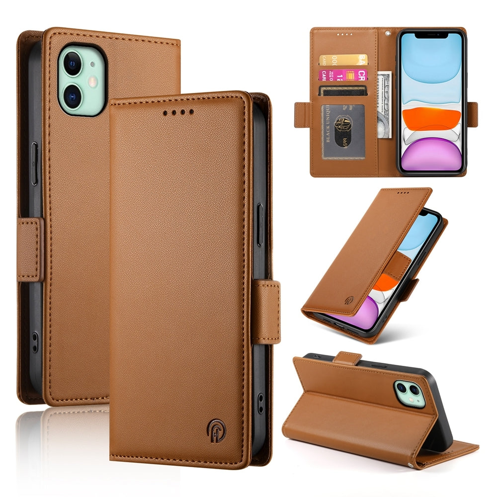 iPhone 11 Magnetic Leather Wallet Case with Card Slots, Stand Function & Full Protection