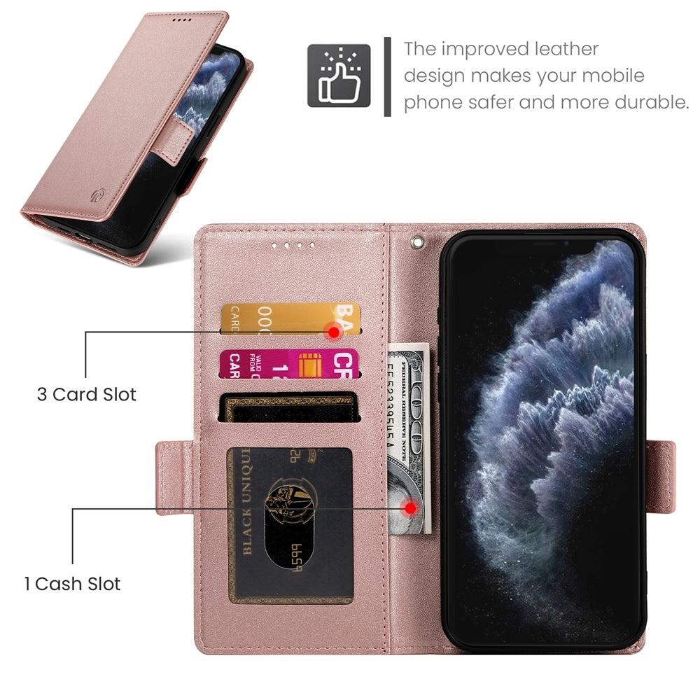 iPhone 11 Pro Magnetic Leather Wallet Case with Card Slots, Stand Function & Full Protection