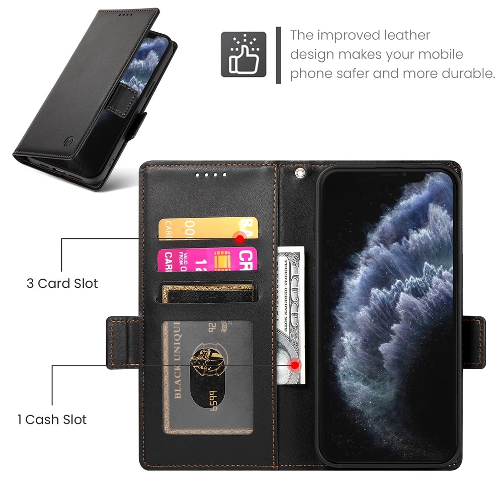 iPhone 11 Pro Magnetic Leather Wallet Case with Card Slots, Stand Function & Full Protection