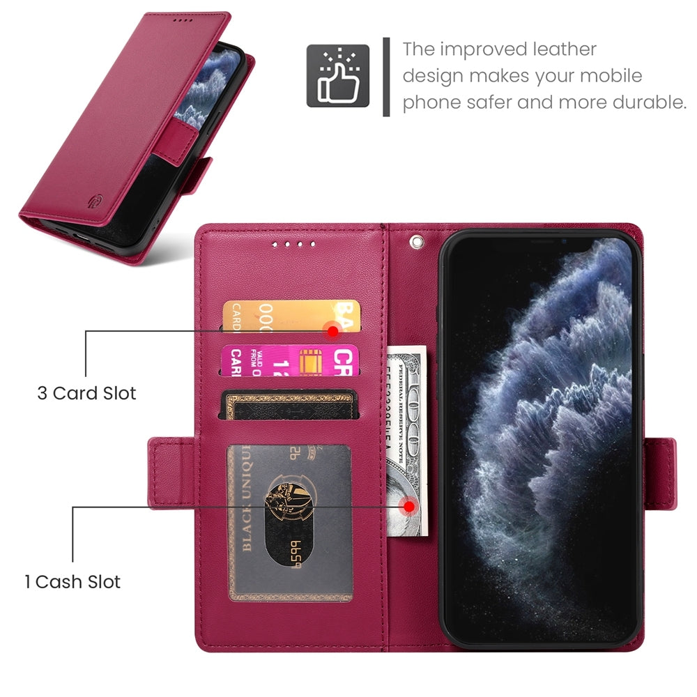iPhone 11 Pro Magnetic Leather Wallet Case with Card Slots, Stand Function & Full Protection