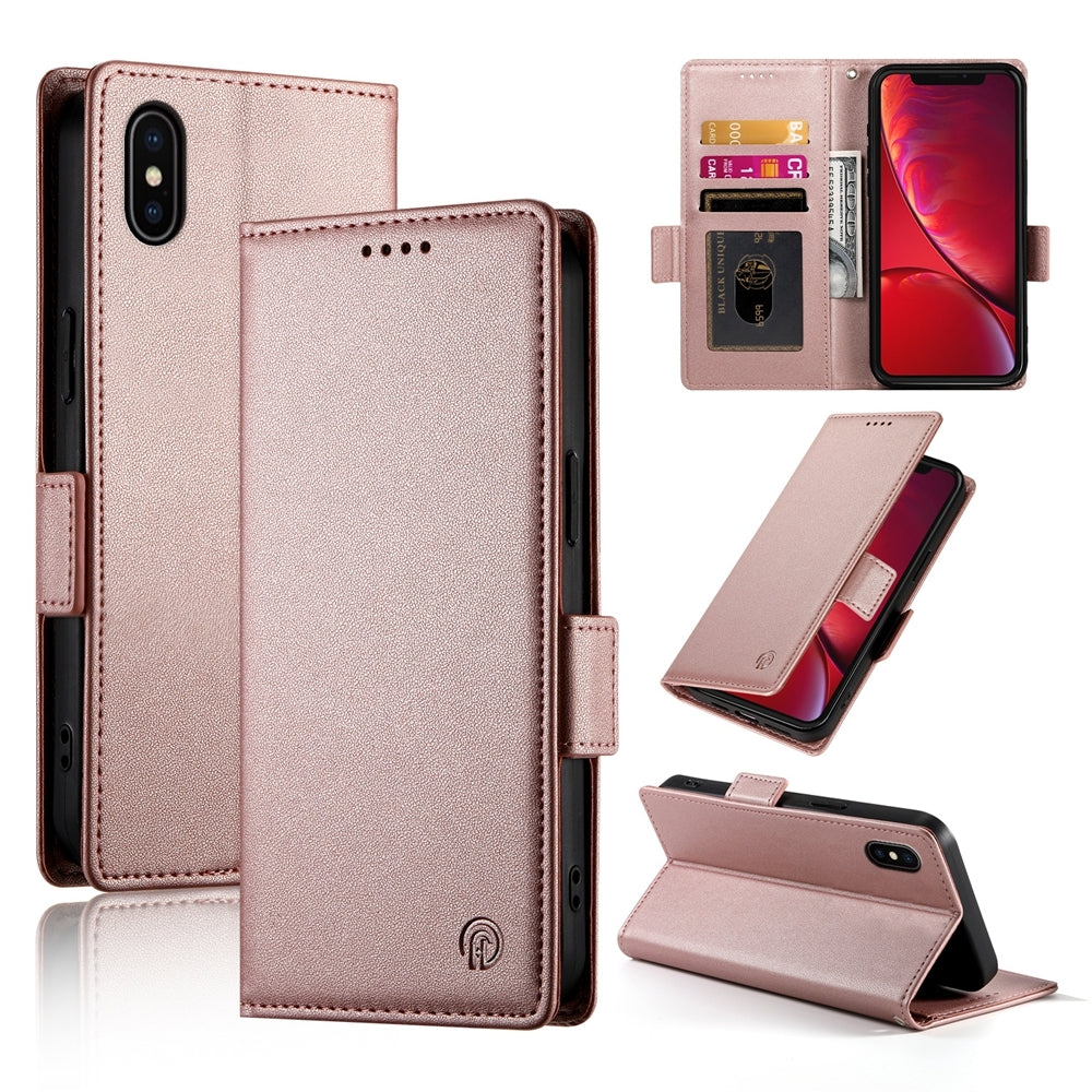 iPhone X/XS Magnetic Leather Wallet Case with Card Slots, Stand Function & Full Protection