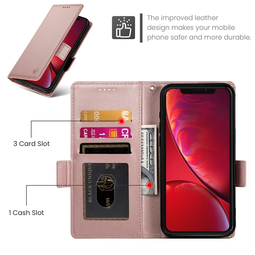 iPhone X/XS Magnetic Leather Wallet Case with Card Slots, Stand Function & Full Protection