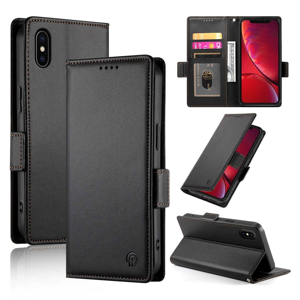 iPhone X/XS Magnetic Leather Wallet Case with Card Slots, Stand Function & Full Protection