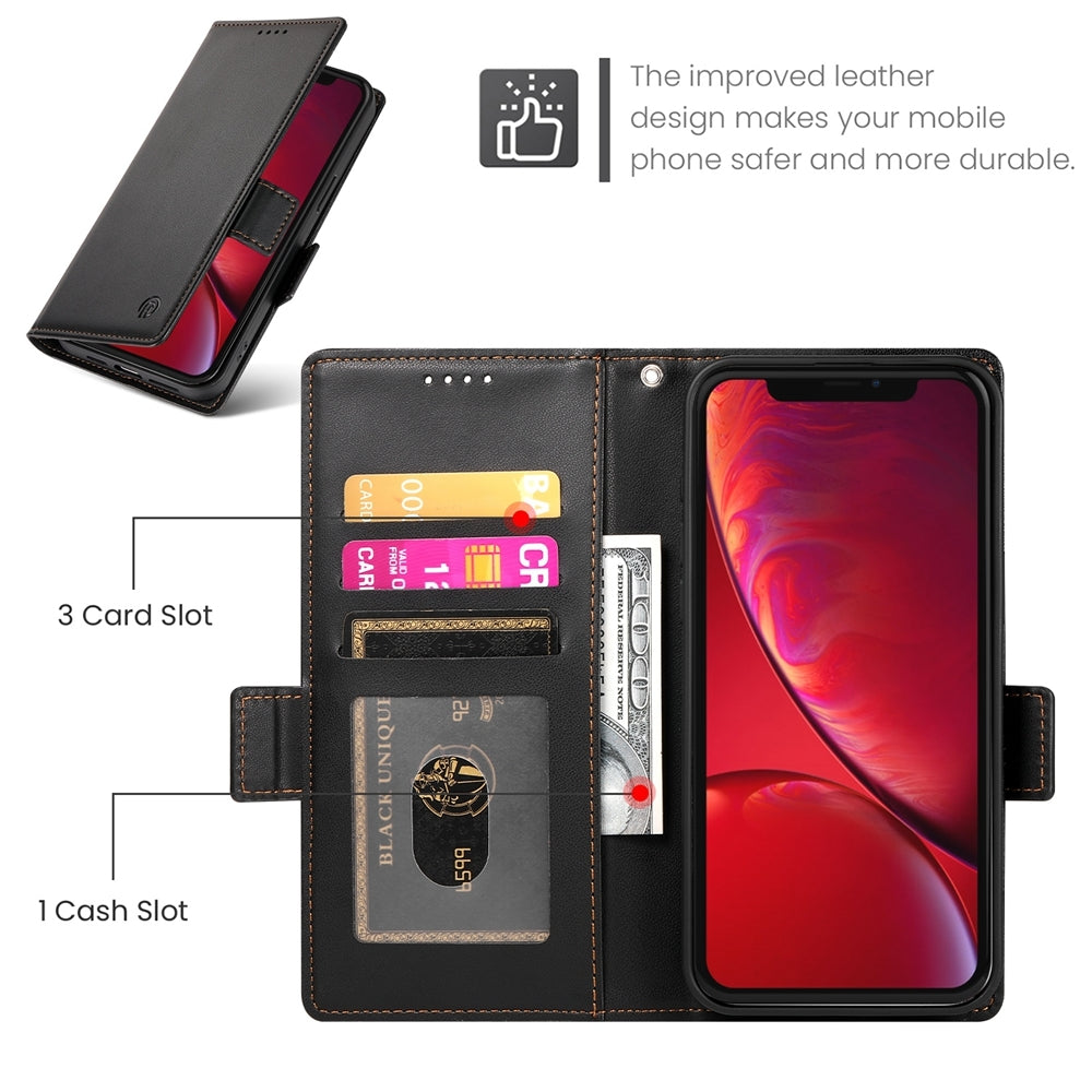 iPhone X/XS Magnetic Leather Wallet Case with Card Slots, Stand Function & Full Protection