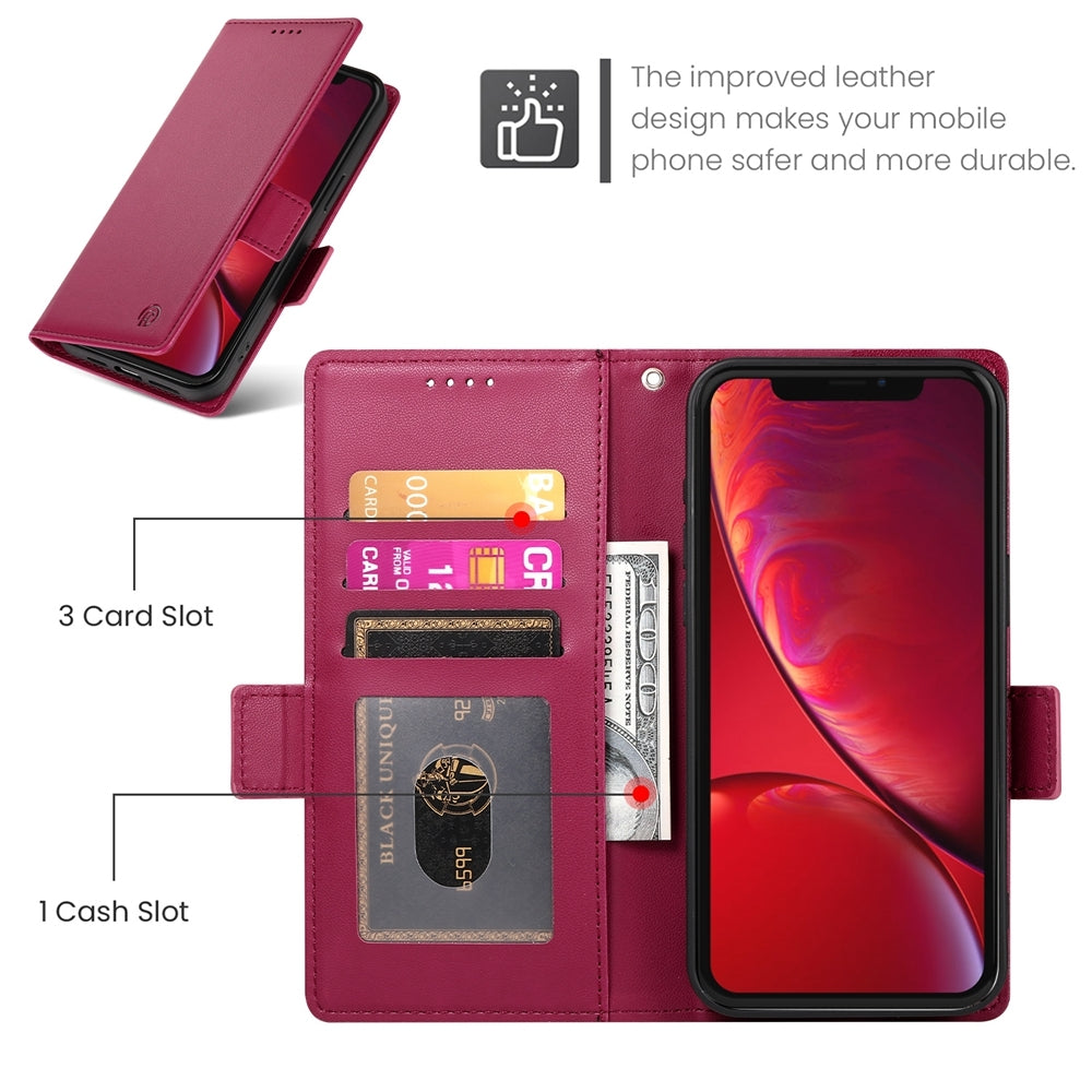 iPhone X/XS Magnetic Leather Wallet Case with Card Slots, Stand Function & Full Protection