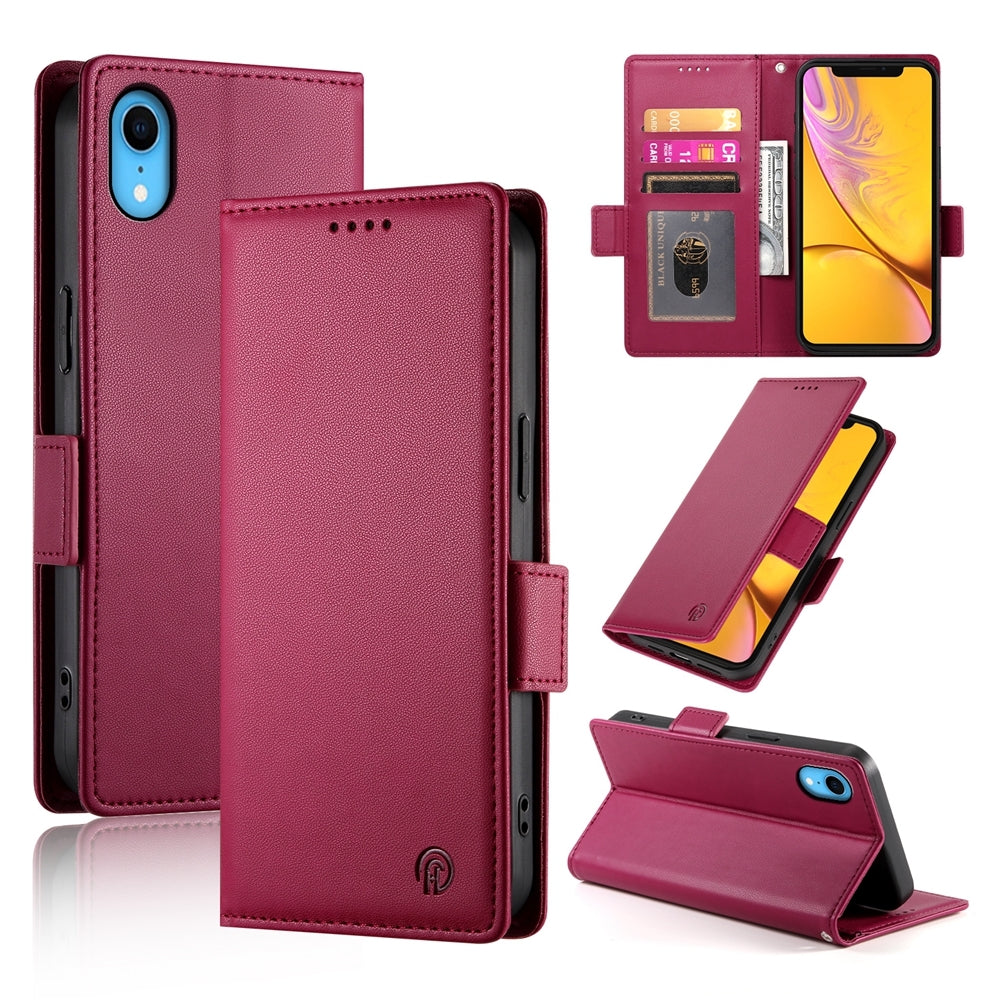 iPhone XR Magnetic Leather Wallet Case with Card Slots, Stand Function & Full Protection