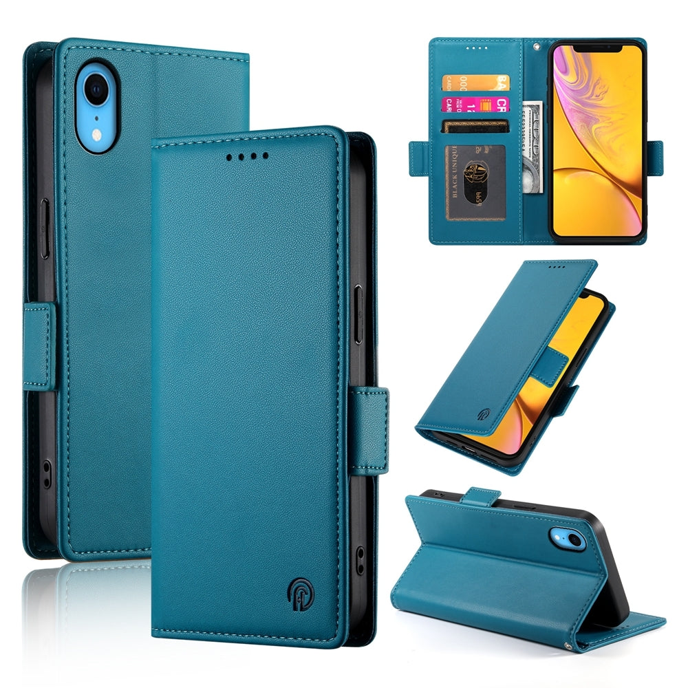 iPhone XR Magnetic Leather Wallet Case with Card Slots, Stand Function & Full Protection