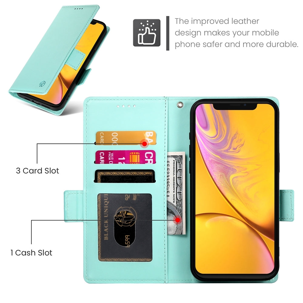 iPhone XR Magnetic Leather Wallet Case with Card Slots, Stand Function & Full Protection