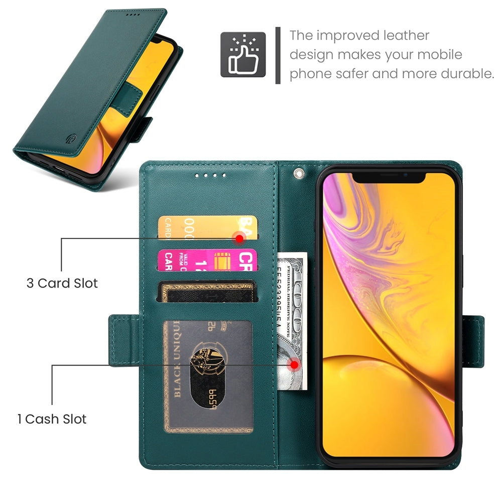 iPhone XR Magnetic Leather Wallet Case with Card Slots, Stand Function & Full Protection