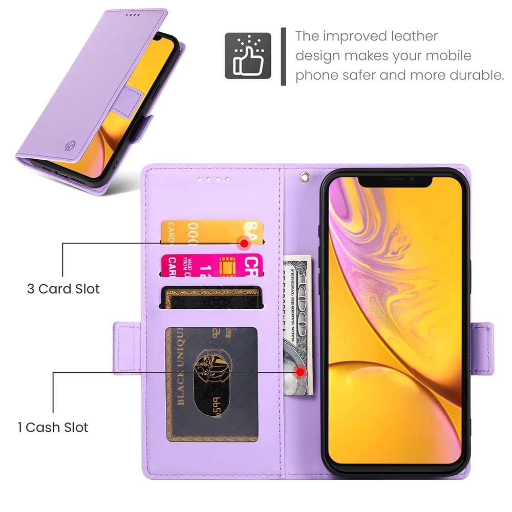 iPhone XR Magnetic Leather Wallet Case with Card Slots, Stand Function & Full Protection
