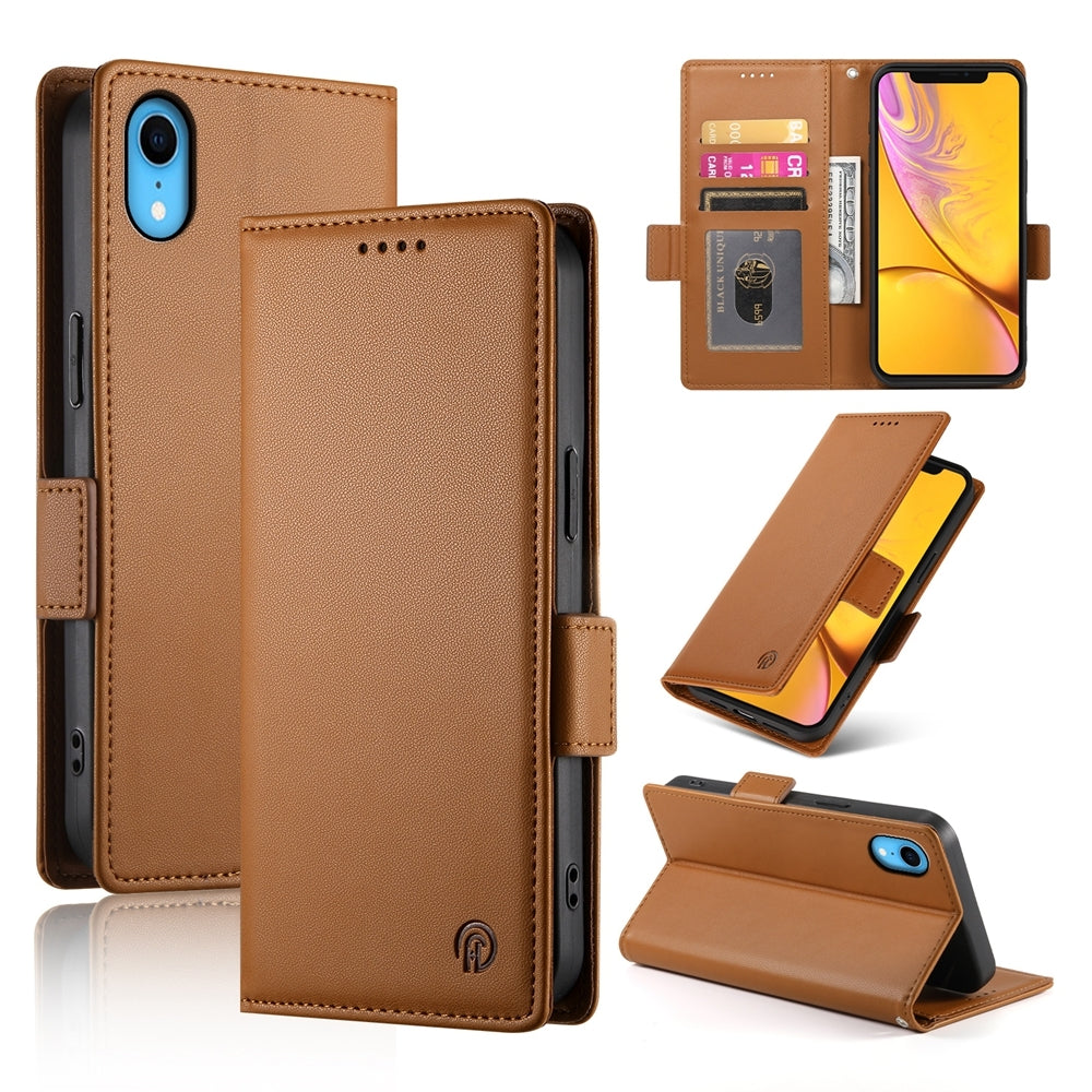 iPhone XR Magnetic Leather Wallet Case with Card Slots, Stand Function & Full Protection