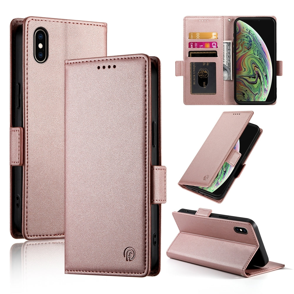 iPhone XS Max Magnetic Leather Wallet Case with Card Slots, Stand Function & Full Protection