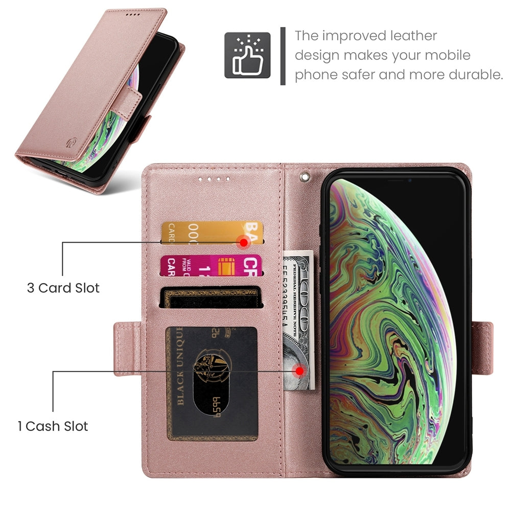 iPhone XS Max Magnetic Leather Wallet Case with Card Slots, Stand Function & Full Protection